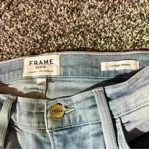 Frame Le High Skinny Distressed Stretch Jeans In Rush Women's Size 28 - Picture 9 of 14